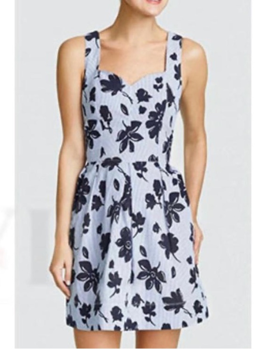 Draper James Navy Floral Seersucker Dress
